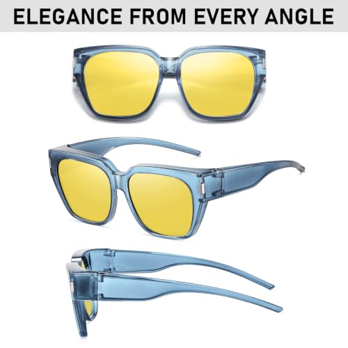 Image of HAOLOTA Night Vision Driving Glasses Fit Over Glasses