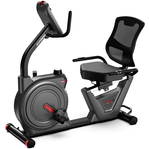 HARISON Recumbent Exercise Bike for Seniors, Quiet Magnetic Recumbent Bike for Home Use, Comfortable Seat, Step-Through Frame, App Compatible