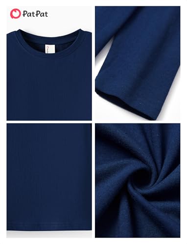 Image of PATPAT Boys Long Sleeve Shirts Cotton Solid Crew Neck Basic Shirts 5-16 Years