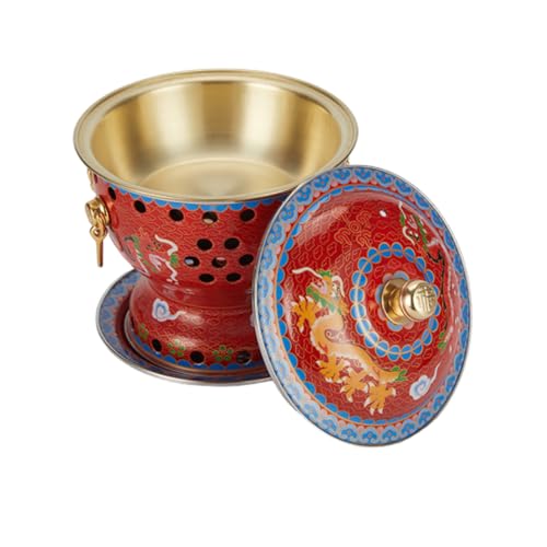 Olla caliente de cobre de Beijing de estilo chino, olla de esmalte, olla vieja de Beijing Hotpot para individuos, reuniones familiares, cobre con platillo, olla para mantener el calor