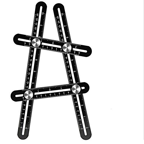 JTRHD Measuring Layout Tool Folding Ruler Angle Ruler Multifunctional Aluminum Alloy Woodworking Folding Ruler Shaped Tile Ruler for Carpenter Engineer Craftsmen (Color : Black, Size : One size)
