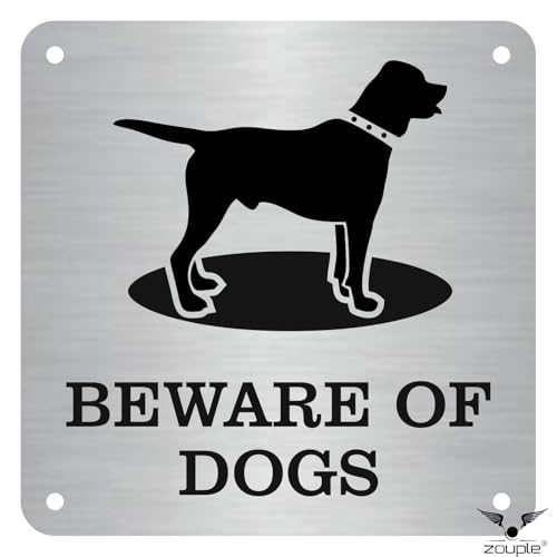 Image of Beware of Dog Sign, Labrador, 6x6 Inch, Durable Steel, Dual Mount