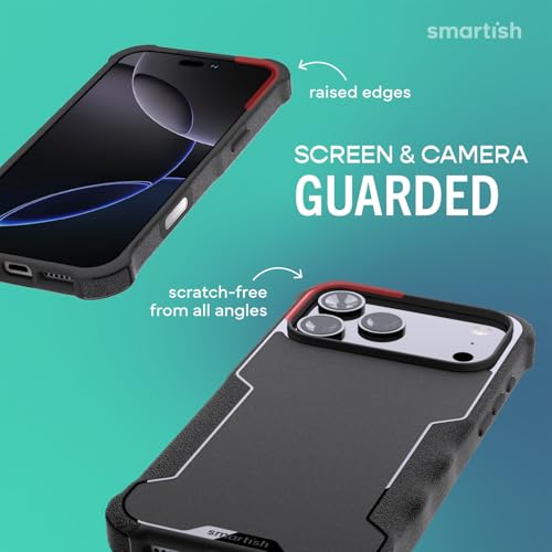 Image of Smartish iPhone 17 Pro Max MagSafe Case + MagSafe Wallet - Magnetic Protective Case - Heavy Duty Armor Cover + Detachable Extra Strength Magnetic Wallet for Apple iPhone 17 Pro Max - Black Tie Affair