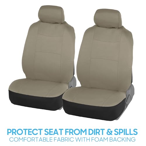 image for BDK PolyPro Car Seat Covers Full Set in Solid Beige, Front and Rear Sp