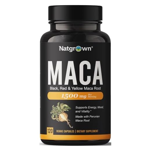 Organic Maca Root Powder Capsules 1500 mg with Black + Red + Yellow Peruvian Maca Root Extract Supplement for Men and Women - Vegan Pills