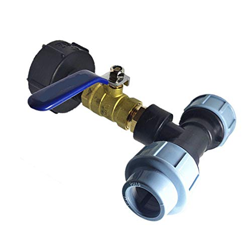 Vogueing Tool Plastic Water Hose Pipe Adapter, 1PCS IBC Tank Adapter Adapter Outlet Fitting/Adapter S60X6 with Range of Tap Outlets/Tee 32mm/1-1/4"