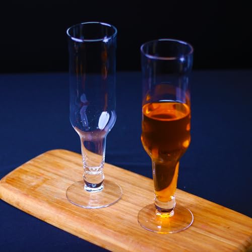 Image of Melbify Inverted Beer Bottle Glass | Set of 2 | 300 ml| Unique & Stylish | Perfect for Craft Beer | Tall Beer Glass | Exclusive | Quirky| Premium | Imported