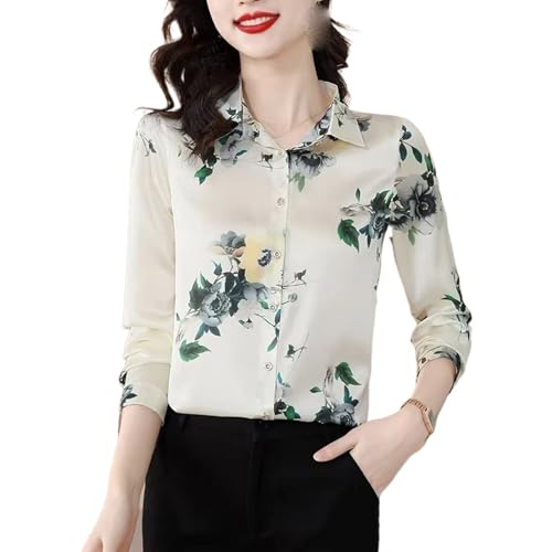 Chemise en satin imprimée élégante femme manches longues luxe