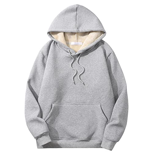 Perbai Mens Winter Warm Fleece Hoodie Pullover Long Sleeve Sherpa Lined Hooded Sweatshirt with Pocket