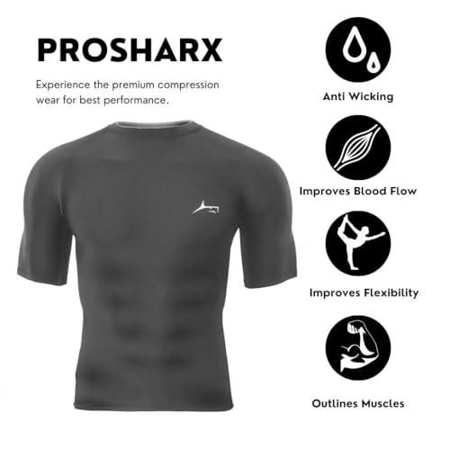 Image of PROSHARX Half Sleeve Compression T-Shirt - Men's Athletic & Sports Tights for Fitness