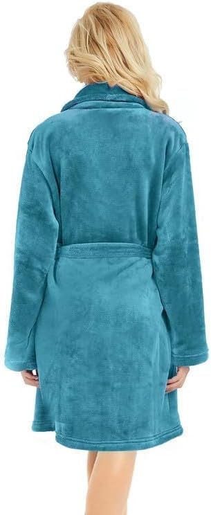 U2SKIIN Women Fleece Robe, Short Cozy Plush Robes for Womens Soft Shawl Collar Warm Spa Bathrobe - Image 3