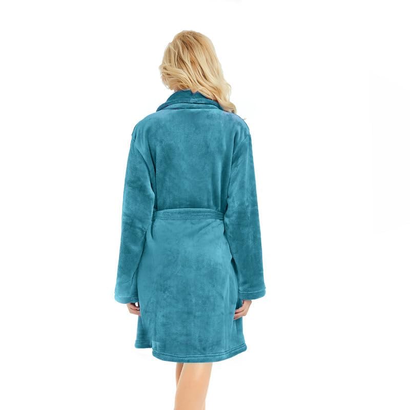 Image of U2SKIIN Women Fleece Robe, Short Cozy Plush Robes for Womens Soft Shawl Collar Warm Spa Bathrobe