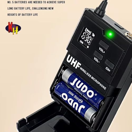 Image of kh UHF All-in-One Wireless Microphone System, 100ft Long Range Clip-On Lavalier & Headset Mic, Waist Pack Transmitter with Receiver for Karaoke, Church, Speech & Public Speaking (Duel Headset)