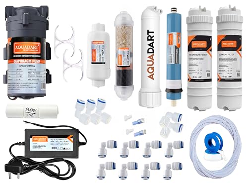 Image of AquaDart Complete Ro Purifier Filter Service kit of 80 GPD Membrane Water with Copper Filter All Accessories Service kit with Booster Pump and SMPS Suitable for All RO Water Purifier