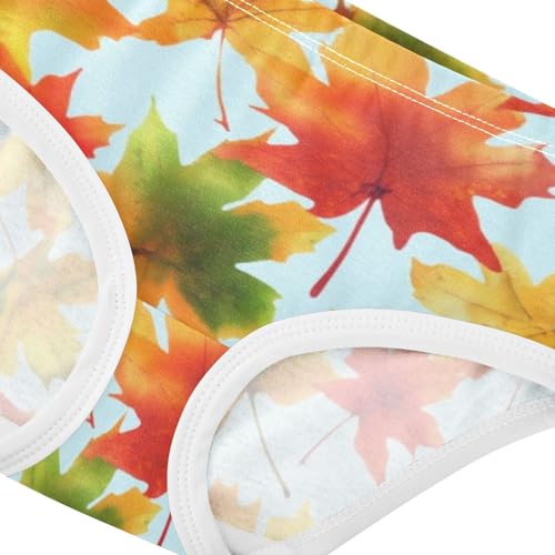 Autumn Maple Leaves Red Panties Little Girl Girls Underwear Toddlers Cotton Fun Print Briefs Undies Kids 2t4