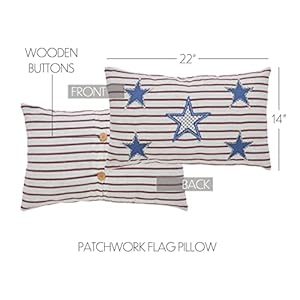VHC Brands Celebration Farmhouse Throw Pillow, Stars & Stripes, Red Creme Blue, 14x22 VHC Brands Celebration Farmhouse Throw Pillow Stars Stripes Red Creme Blue 14×22