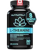 Nutratology L-Theanine 250MG Capsules | Canadian-Made | For Stress Management | Promotes Relaxation & Calmness Without Drowsiness - L-Theanine Supplement for Stress Relief | 240 Capsules