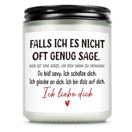 Giftasy Ich Liebe Dich Geschenke für Männer - Duftkerze mit Spruch, Hochzeitstag Jahrestag Geschenk für sie ihn, Partner Geschenke, Valentinstagsgeschenk Valentinstag