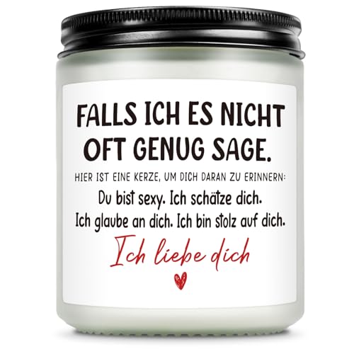 Giftasy Ich Liebe Dich Geschenke für Männer - Duftkerze mit Spruch, Hochzeitstag Jahrestag Geschenk für sie ihn, Partner Geschenke, Valentinstagsgeschenk Valentinstag