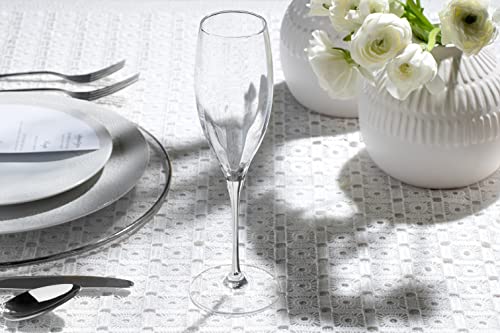 Barski Toasting Flute Glass - Champagne - Flutes - Set Of 6 Crystal Glasses - Wedding Toasting Flutes - Platinum Stem - 11 Oz Made In Europe #TOP2