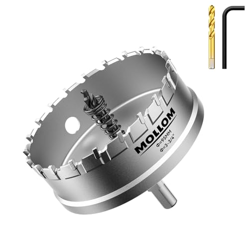 Mollom 3-3/4" (95mm) Heavy Duty Carbide Hole Saw with 2 Pilot Bits