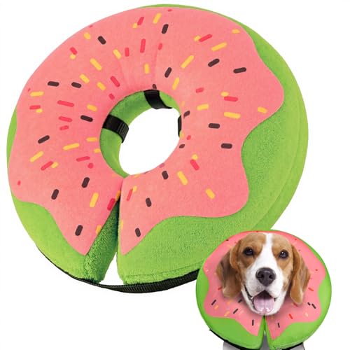 Image of Gimars Inflatable Dog Cone Alternative Dog Donut Collar After Surgery, Soft Neck Pillow Recovery Cone, Elizabethan Collar Alternative for Medium Dogs