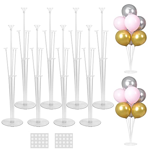 Image of JOYYPOP 8 Sets Balloon Stand Kit For Table, Balloon Sticks with Base Birthday Graduation Party Decorations Wedding