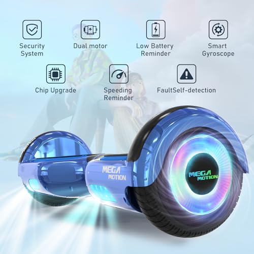 MEGA MOTION 6.5 Zoll Hoverboards mit Hoverkart f&uuml;r Kinder, mit Bluetooth Lautsprecher, mit LED-Leuchten, f&uuml;r Kinder J&uuml;gen Erwachsen