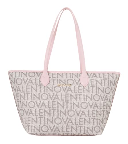 Sac shopper Valentino en toile premium beige et finitions rose