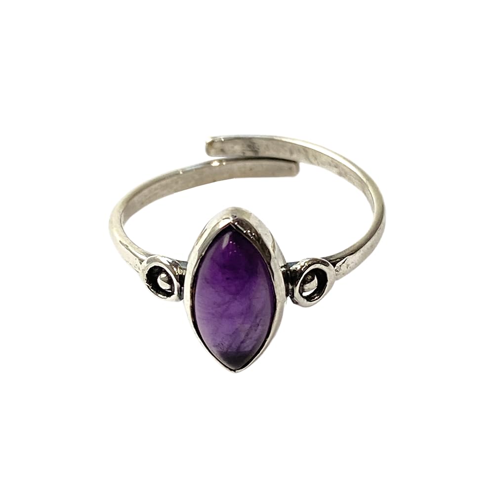 VIE Boho Solitaire Teardrop Ring, Amethyst