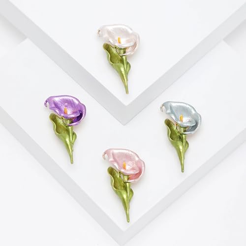 Image of Calla Lily Brooch for Women Enamel Calla Lily Lapel Pins Jewelry Gifts for Mom Wife Elegant Dress Accessories