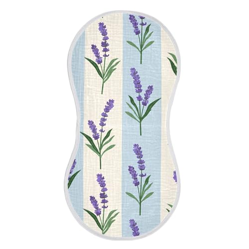 xigua Lavender Flowers Muslin Baby Burp Cloths Set of 1, Super Soft & Absorbent Burping Rags, Cotton Burp Clothes Shower Gift for Newborn, Baby Girls and Boys