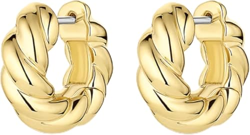 Image of gorjana - Crew Helium Huggies - 18k Gold or Silver - Daily Earring Wear - Unique Rope Texture - Lightweight Helium Design - Secure Hinge Closure