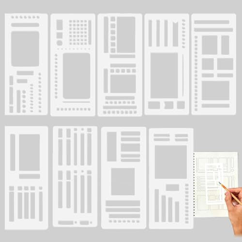 Bullet Journal Stencils, 9 PCS Journal Stencils for Planner, Flexible Record Template, Scrapbook Stencil Drafting Tools for Calendar, Checklists, Notebook, DIY Crafts