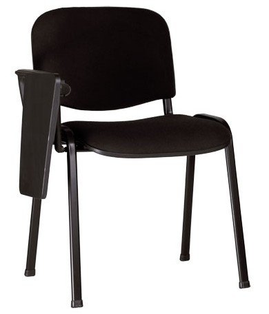  KARISMA - ISO Imbottito D/2 + TAV, Sedia in Plastica Ufficio/Scuola più Tavoletta Ribaltina Scrittoio, Nero
