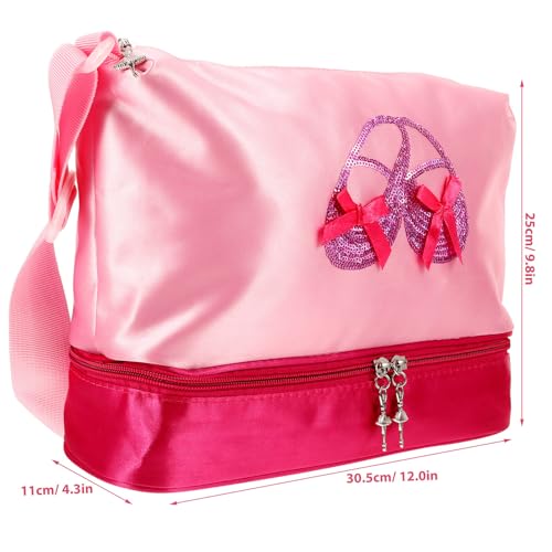 Bolsa de baile de ballet rosa para niña con asa ajustable de seda 7