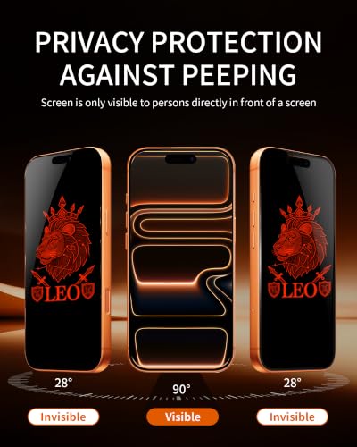 Image of 2 Pack Privacy Screen Protector for iPhone 17 Pro Max | Anti-spy privacy film, anti-blue light, bubble-free application, comes with alignment installation frame,Red Leo Pattern