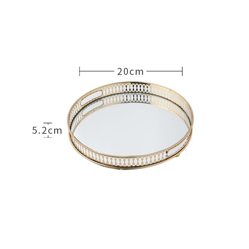 Bandeja para servir, bandeja de té de cristal con espejo, bandeja de almacenamiento dorada, mesa de centro para el hogar, bandeja de almacenamiento de tazas de lujo ligera, bandejas para comer en el r