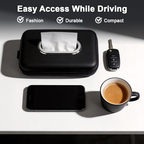 Image of STHIRA PU Car Tissue Holder with Elastic Strap for Sun Visor Storage Case