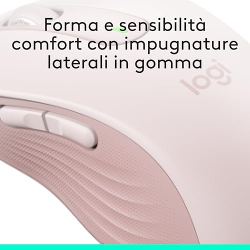 Signature M650 L Mouse wireless - Per mani grandi, Durata Batteria 2 anni, Clic Silenziosi, Tasti Personalizzabili, Bluetooth, per PC/Mac/Più dispositivi/Chromebook - Rosa - Mouse gaming - Immagine 8