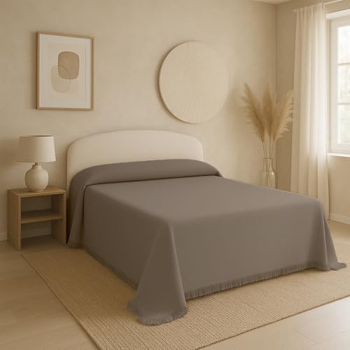 MONTSERRAT Colcha Multiusos para Sofas | Jarapas Cubre Sofa 3 plazas | Plaid Cama Matrimonio 135 cm | Manta Foulard Fabricado en España Tejido Calidad 80% Algodón (Lino, 220X260)