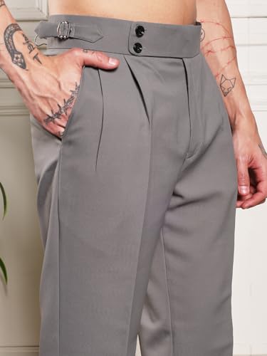 Image of Gurkha Pants for Men | Trouser for Men | Formal Pant | Double Button | Loose Fit Trouser High Waist Pleated Casual Trousers | Vintage Straight Leg Pants for Office Smart Casual Travel Party