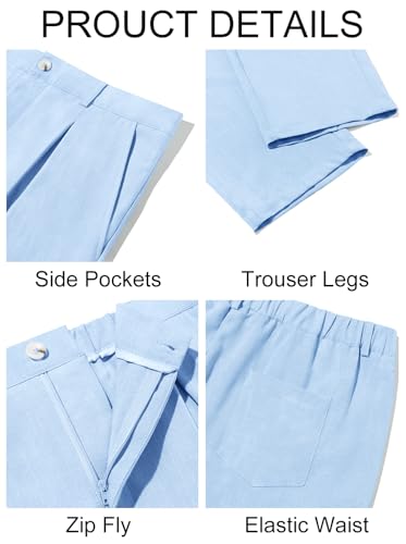 Image of Runcati Mens Casual Pants Elastic Waist Lightweight Loose Pleated Slacks