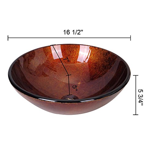 Aquaterior Modern Bathroom Round Artistic Tempered Glass Vessel Vanity Sink Bowl Basin Spa