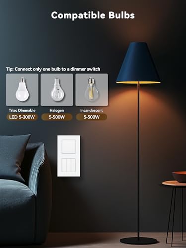 BSEED Smart Lichtschalter mit WiFi Dimmer Schalter,LED Dimmschalter Unterputz,Kompatibel mit Amazon Alexa&Google Home,Smarte Zeitpl&auml;ne,1 Fach 1 Weg Wlan Wandschalter Wei&szlig;(Neutralleiter Erforderlich)