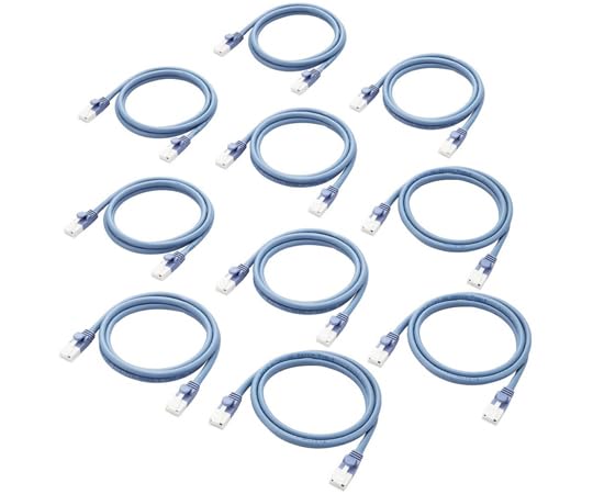 Elecom LD-CTT/BU1/RS1 LAN Cable, CAT5e Compliant, EU RoHS Directive Compliant, Nail Break Prevention, Simple Packaging Specifications, 3.3 ft (1 m), Blue, Set of 10