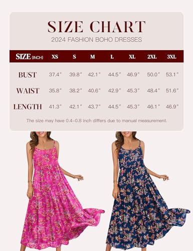 Bohowe Summer Casual Loose Spaghetti Strap Dresses For Women Boho Maxi Sleeveless Dress Beach Vacation Floral Flowy Sundress thumb #4