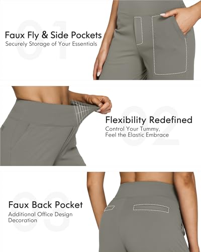 Image of G4Free EverGoing Yoga Pants Women Wide Leg Pants with Pockets High Waist Stretch Dress Casual Sweatpants Petite /Regular /Tall