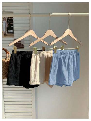 Image of MakeMeChic Women's 3 Pack Linen Shorts Gingham Striped Beach Shorts | Summer, Plaid, Cover Up Shorts