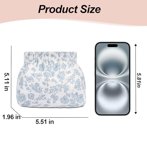 Image of honitty Corduroy Elastic Storage Bag, Portable Popper Organizer, Mini Makeup Bag,Ladies Lipstick Pouch, Large Capacity Wallet, Jewelry Small Objects Storage Organizer., 6PCS-Flower, 5.1 inches x 2